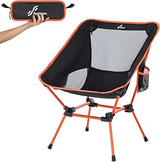 Sportneer Camping Chairs, Lightweight Outdoor Chairs with 2 Side Pockets & Storage Bag, Foldable & Portable Lawn Chairs for Camping Hiking Lawn Picnic Beach Outdoor Travel (1, Orange) product image