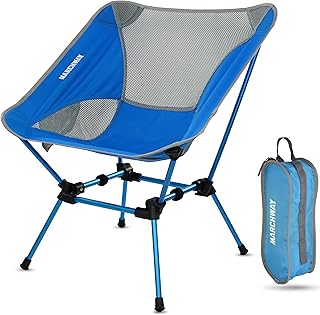 MARCHWAY Ultralight Folding Camping Chair, Heavy Duty Portable Compact for Outdoor Camp, Travel, Beach, Picnic, Festival, Hiking, Lightweight Backpacking (Bright Blue) product image