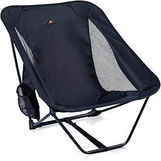 iClimb Low Ultralight Compact Camping Folding Chair with Side Pocket and Carry Bag (Black) product image