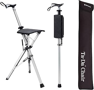 STEP2GOLD Ta-Da Chair, Portable Trekking Hiking Pole, Folding Walking Stick with Seat, Walking Cane with Chair, Foldable Chair, Lightweight Aluminum, Easy Carry and Storage, Anti-Slip product image