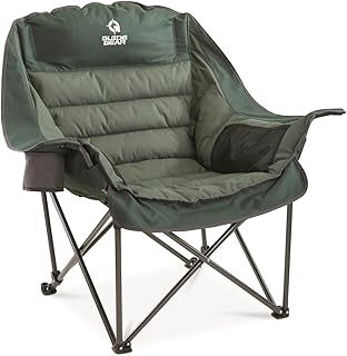 Guide Gear Oversized Extra Large Padded Camping Chair, Portable, Folding, Large Camp Lounge Beach Chairs for Outdoor, Adults, Men and Women, Heavy-Duty 400 Pound Capacity, with Cup Holder Green product image