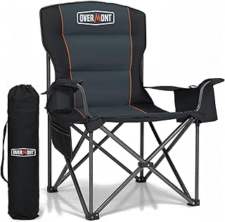 Overmont Oversized Folding Camping Chair - 450lbs Support with Padded Cushion Cooler Pockets - Heavy Duty Collapsible Chairs for Sports Garden Beach Fishing product image