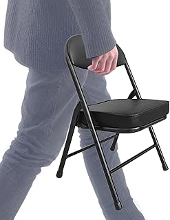 Mini Folding Chair, Garage Stool, Portable Camping Chair with Padded Seat, Lightweight and Compact Lawn Chair, for Patio, Garage, Camping, Fishing, Hiking, Hunting, Picnic, Beach, Black product image