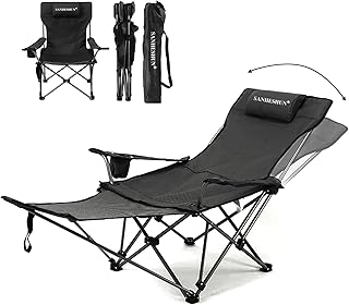 Zero Gravity Chair, Reclining Camping Chair with Padded Pillow, Cup Holder, Storage Pocket & Carry Bag, 4-in-1 Portable Camping Recliner for Outdoor, Beach, Garden, and Backyard - Black product image