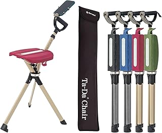 STEP2GOLD Ta-Da Chair Series 2 PRO, Portable Trekking Hiking Pole, Folding Walking Stick with Seat, Walking Cane with Chair, Foldable Chair, Lightweight Aluminum, Easy Carry and Storage, Anti-Slip product image