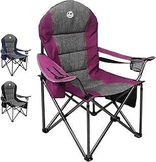 Northroad Oversized Portable Camping Chair, Full Padded Outdoor Folding Chair Support 350 LBS, Heavy Duty Lawn Chair with Cup Holder, Cooler Bag, Lumbar Support, Head Pocket for Adult (Purple) product image