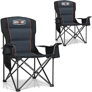 Overmont Oversized Folding Camping Chair - 450lbs Support with Padded Cushion Cooler Pockets - Heavy Duty Collapsible Chairs for Sports Garden Beach Fishing product image