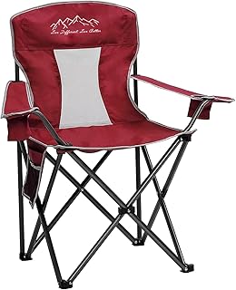 Mesh Folding Camping Chairs, Oversized Portable Outdoor Chairs, Weight Capacity 325 lbs with Cup Holder, Storage Pocket, Carry Bag Red product image