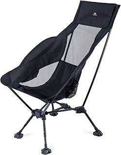 iClimb Ultralight Compact Camping Folding Beach Chair with Anti-Sinking Large Feet (Black - Triangular Frame High Back) product image