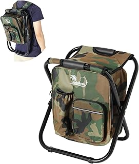 LEADALLWAY Fishing Chair with Cooler Bag Compact Fishing Stool Foldable Camping Chair product image