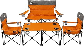 Northroad Folding Camping Chair Set of 4, Portable Collapsible Conversation Set w/1 Sofa, 2 Single Chairs, 1 Table for Family Patio, Outdoor Travel, Beach(Orange) product image