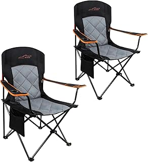 FAIR WIND 2 Pack Fully Padded Camping Chair 350LBS Capacity Heavy Duty Portable Chair with Cup Holder &Side Pocket Lawn Chair for Outside, Tailgating,Beach, Sports product image