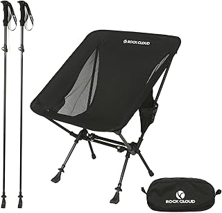 ROCK CLOUD Portable Camping Chair Ultralight Folding Chairs and Trekking Pole 2 in 1 for Outdoor Camp Hiking Backpacking Lawn Beach Sports product image