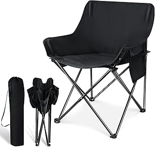Leonyo Folding Camping Chairs, Portable Outdoor Lawn Chairs for Adults with Carrying Bag for Outside Fishing, Hiking & Festivals, Black product image