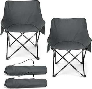 HaSteeL Camping Chair for Adults, Compact Folding Portable Chairs Set with Side Pockets for Outdoors Fishing, Hiking, Backpacking, Picnic, Beach, Travel, Supports to 250lbs, & Storage Bags (Grey) product image