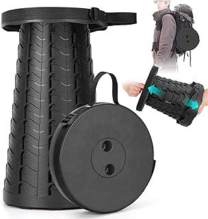 Qiguet Collapsible Stool, Folding Chair - Upgraded Portable Chair with Load Capacity 400lbs, Portable Stool for Camping Fishing Hiking - Folding Tool with Carrying Straps,Gifts for Fisherman (Black) product image