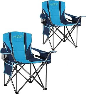 FAIR WIND 2 Pack Padded Camping Chair 500LBS Capacity Heavy Duty Oversized Folding Chair for Heavy People Portable Lawn Chair with Adjustable Lumbar Support, Cooler Bag & Cup Holder for Outdoor, Beach product image