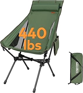 TOBTOS Portable High Back Camping Chair, Support 440 lbs, Ultralight Folding Chair with Head Support, Compact Backpacking Chair for Outdoor Camp Backpacking Fishing (Green) product image