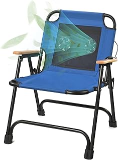 KNINE OUTDOORS Foldable Beach Chair Camping Chair with Fan, with USB-Powered Cooling System, for Camp, Beach, Fishing (Blue) product image