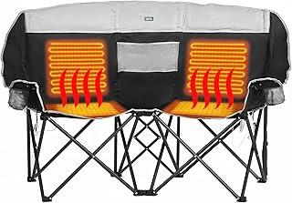 SUNNYFEEL Heated Double Camping Chair, Oversized Folding Loveseat Chair, Heavy Duty Portable/Foldable Lawn Chair for Beach/Outdoor/Travel/Picnic, Fold Up Camp Chairs for Adults 2 People product image