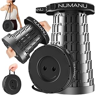 NUMANU 2026 Upgraded Collapsible Stool, Max 620lbs 2.5"-18" H Adjustable Portable Folding Stool for Adults, Retractable Foldable Telescopic Seat Camping Chair or Footrest (1x Hard Seat) product image