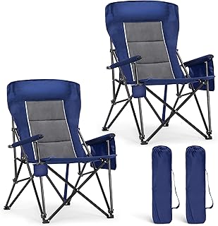 ALPHA CAMP Heavy Duty High Back Camping Chairs with Cup Holder Oversized Folding Chair Outdoor Chair with Headrest,Lawn with Side Pocket for Lawn, Sports and Fishing, 500lbs product image