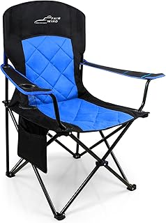 FAIR WIND Camping Chair 400 LBS Capacity Fully Padded Portable Chair with Side Pocket & Cup Holder, Heavy Duty Lawn Chair for Outside, Tailgating,Beach, Sports product image