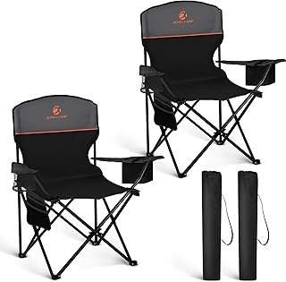 HIGH POINT SPORTS 2 Pack Portable Camping Chair for Adults, Folding Outdoor Camp Chair Lightweight Lawn Chairs Folding Collapsible Chair for Camping, Tailgates, Beach, Black, Support 250 lbs product image