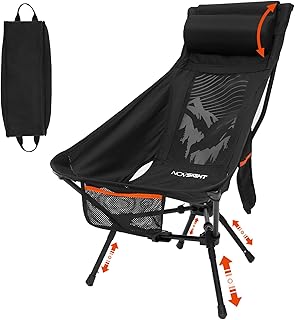 NOVSIGHT Camping Chairs - High Back Camping Chair with Adjustable Headrest and Feet, Lightweight Aluminum Frame, Breathable Mesh Folding Portable Camp Chair for Outdoor Hiking, Beach, Picnic product image