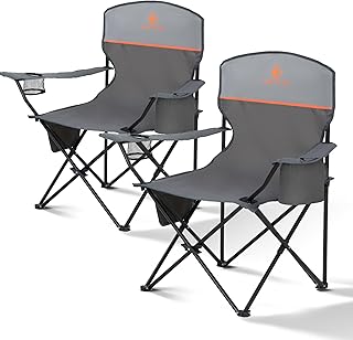 ALPHA CAMP Folding Camping Chairs for Adults Lawn Chairs Outdoor Chairs Support 250 LBS Portable Camp Chairs with Cup Holders Cooler Pouch for Outdoor, 2 Pack product image