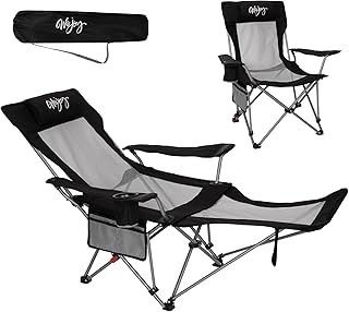 #WEJOY 2-in-1 Reclining Camping Chair with Footrest for Adults Folding Lounge Chair with Adjustable Backrest Lightweight Camping Chairs Heavy Duty Camp Chairs for Outdoor product image