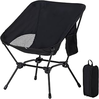Camping Chair Portable Lightweight Camping Chairs for Adults Foldable 600D Oxford Ultralight Backpacking Chair with Breathable Mesh and Pocket for Outdoor Travel Hiking, Black product image