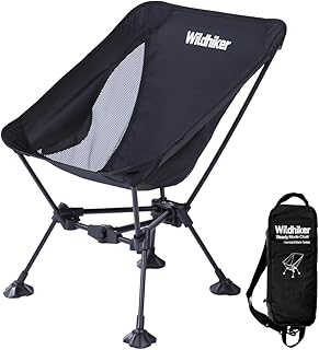 Wildhiker Ultralight Backpacking Chair – Compact Camping Chairs for Adults with Pouch, Weighs 2.8 lbs with Anti-Sinking Large Feet for Beach, Hiking, Motorcycle, Travel, Festival – Black product image