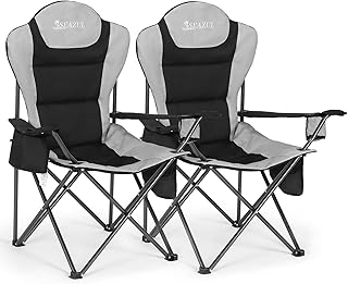 Camping Chairs for Adults, Heavy Duty Camping Chairs 2 Pack, Folding Chairs for Outside, Support 380 LBS, Portable Travel Outdoor Camp Chair with Cup Holder & Cooler Bag, Sports Chairs for Baseball product image