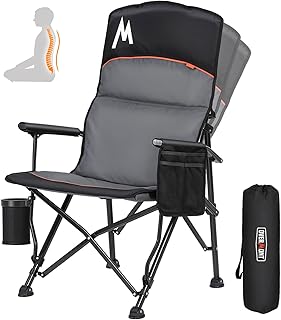 Overmont Camping Chair with Lumbar Support for Adults - Oversized with High Back Supports 450 LBS - Heavy Duty Folding Chair Portable for Outdoor Lawn Patio Balcony with Patent No.: US D1.028.543 S product image