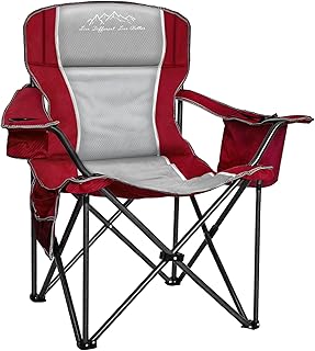 Camping Chairs for Adults Heavy Duty 500lbs Capacity, High Back Folding Chair with Thickened Steel Frame, Padded Portable Outside Chair with Cooler Bag, Cup Holder & Side Pocket, Red, 1 Pack product image