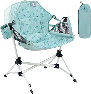 EVER ADVANCED Kids Hammock Chair Foldable, Kids Camping Chair with Stand Portable, Hammock Swing Chair with Cup Holder, Child Camping Gear Carry Bag for Traveling Outdoor Patio Supports 125LBS Green product image