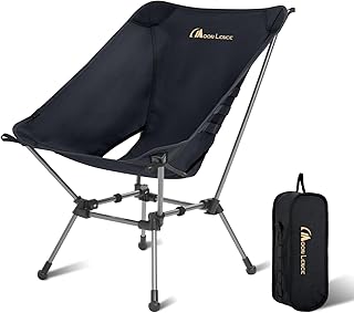 MOON LENCE Portable Camping Chair Plus, Larger & Roomier, Compact and Lightweight Still, Folding Chair for Backpacking & Hiking, 330Lbs Capacity (Black) product image