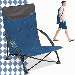 Sekey Portable Beach Chair, Lightweight Camping Chair with Carry Bag, Low Folding Beach Chair for Adults, Compact Ourdoor Chair for Picnic, Fishing and Sports Events, Blue product image