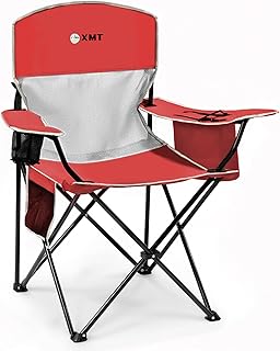 Portable Outdoor Folding Chair with Cup Holder & Cooler Bag - Breathable Mesh, Wide Armrests, Ergonomic Design for Camping, Beach, Backyard - Includes Storage Bag & Bottle Opener (Black/Green/Red) product image
