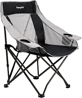 SUNNYFEEL Lightweight Oversized Camping Chairs for Adults Portable Folding Chair with Side Pockets & Cup Holde for Beach,Fishing,Trip,Picnic,Lawn,Concert Outdoor, Carry Bag Included product image