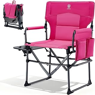 EVER ADVANCED Camping Directors' Chair with Side Table, Portable Folding with Compact Size, Heavy Duty Lawn Chair with Pocket for Camping, Lawn, Sports and Fishing, 400lbs, Pink product image