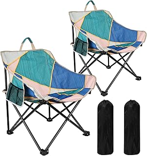 2 Pack Camping Chair for Adults, Portable Folding Sofa Chair, Easy Set Up Patio Chair Lawn Padded Seat Camping Stool Chair for Hunting, Fishing, Outdoor, Beach, Picnics, Home product image