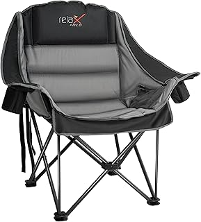 Oversized Camping Chair, Portable Folding Padded Camp Chairs with Side Pocket, Cup Holder, Heavy Duty Support 500LBS Outdoor Lounge Chair for Adults, Fishing, Sports, Trip, Black product image