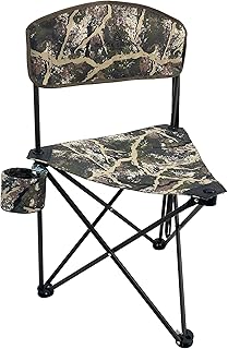 Black Sierra Tri-Lite Stool w/Back, Lightweight Portable Fishing Chair w/Cupholder and Carry Strap, Supports 225-Lb, Portable Outdoor Chair for the Hunting Blind, Camping, Travel, Hiking product image