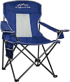 Outdoor Folding Camping Chair with Cup Holder, Storage Bag, Large Anti-Sink Feet, 400lbs Capacity, Breathable Mesh Portable Chair for Camping, Beach, Fishing, Sports, Blue product image