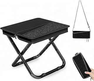 Portable Pocket Stool Seating,Ultralight Foldable Camp Stool with Compact Carry Bag, Heavy-Duty 220LBS Capacity for Outdoor Hiking, Fishing, Travel (Black) product image