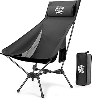 AuroraTrail High Back Folding Camping Chair with Pillow – Lightweight Portable Outdoor Chair with Cup Holder & Carry Bag, Sturdy Aluminum Frame Supports up to 374 lb for Camping, Hiking & Festivals product image