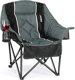 Oversized Camping Chair for Adults - Heavy Duty 400 lbs Padded Folding Chair with Wine Glass Holder, 2 Cup Holders & Side Pockets, Portable Carry Bag for RV, Tailgating, Lawn product image