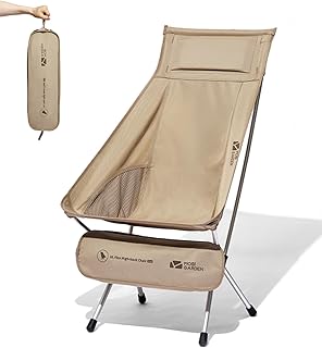 MOBI GARDEN High Back Camping Chair, Ultralight Hiking Chair with 7075 Aluminum Frame, Portable Lawn Chair with Breathable Mesh Sides & Attached Carry Bag for Hiking, Backpacking, and Festivals, Sand product image